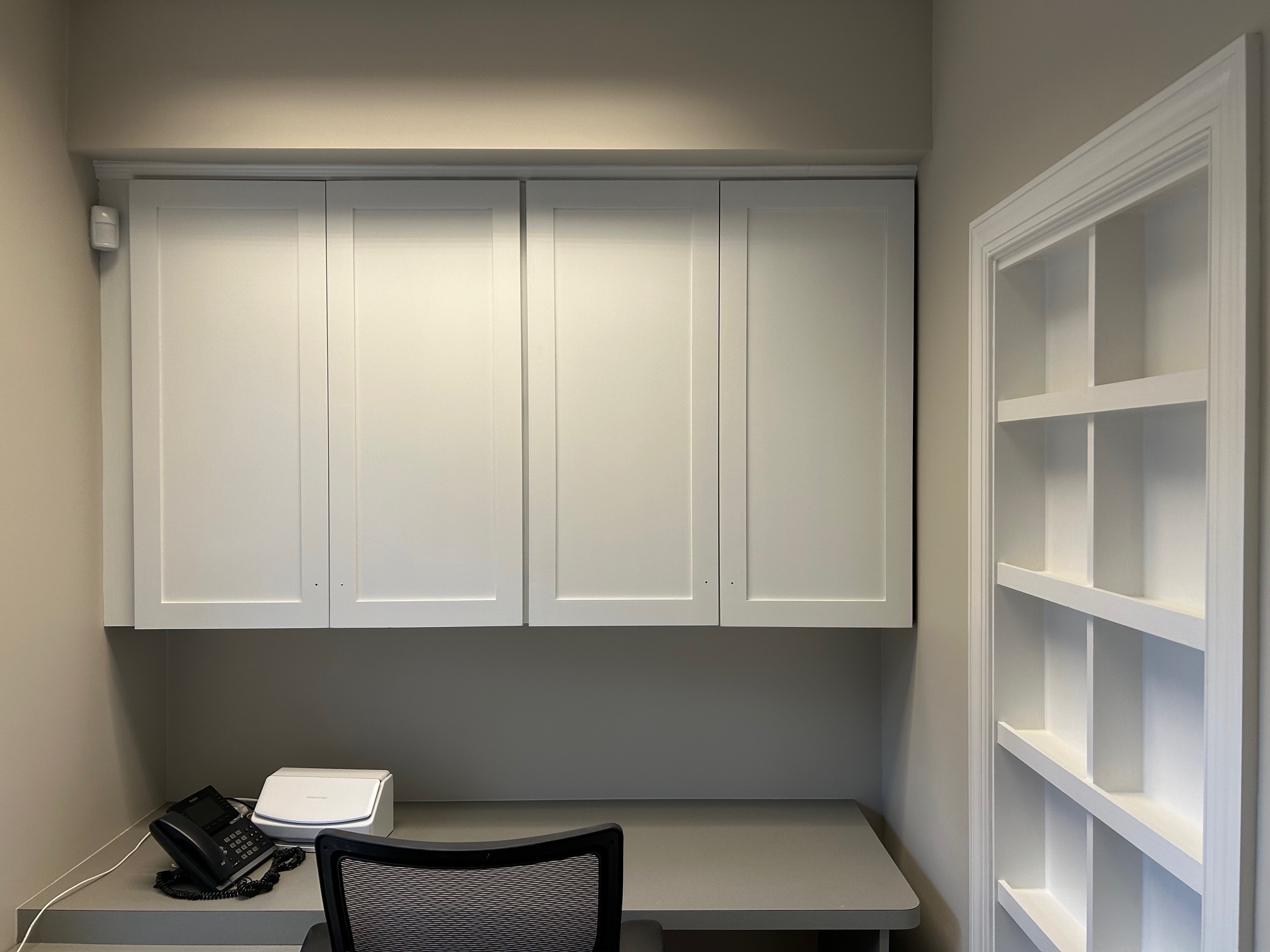 Newly painted cabinetry